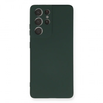 Samsung Galaxy S21 Ultra Kılıf Nano İçi Kadife Silikon - Koyu Yeşil