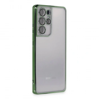 Samsung Galaxy S21 Ultra Kılıf Razer Lensli Silikon - Yeşil