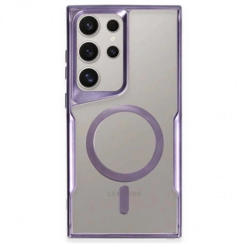 Samsung Galaxy S23 Ultra Kılıf Boyi Magsafe Silikon Kapak - Derin Mor