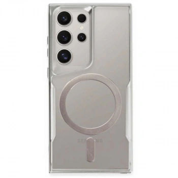 Samsung Galaxy S23 Ultra Kılıf Boyi Magsafe Silikon Kapak - Gümüş