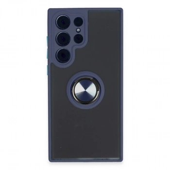 Samsung Galaxy S23 Ultra Kılıf Montreal Yüzüklü Silikon Kapak - Lacivert