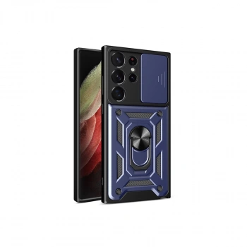 Samsung Galaxy S23 Ultra Kılıf Pars Lens Yüzüklü Silikon - Lacivert