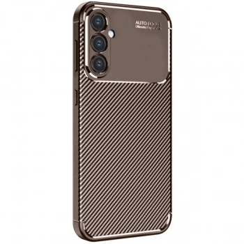 Samsung Galaxy S24 Fe Kılıf Auto Focus Karbon Kapak - Kahverengi