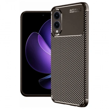 Samsung Galaxy S25 Edge Kılıf Auto Focus Karbon Kapak - Kahverengi