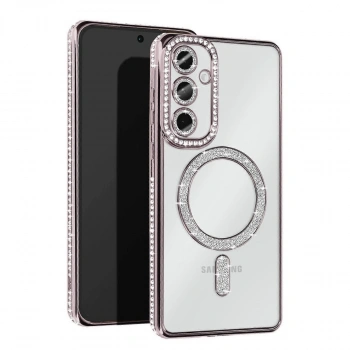 Samsung Galaxy S25 Kılıf Joke Simli Magneticsafe Kılıf - Gümüş