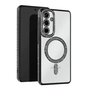Samsung Galaxy S25 Kılıf Joke Simli Magneticsafe Kılıf - Siyah