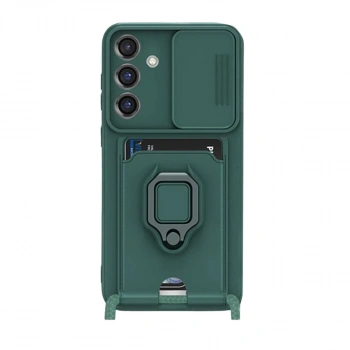 Samsung Galaxy S25 Plus Kılıf Zuma Kartvizitli Yüzüklü Silikon - Yeşil
