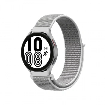 Samsung Galaxy Watch 4 Hasırlı Cırtcırtlı Kordon - Beyaz