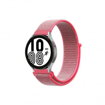 Samsung Galaxy Watch 4 Hasırlı Cırtcırtlı Kordon (saat Değildir) - Pembe