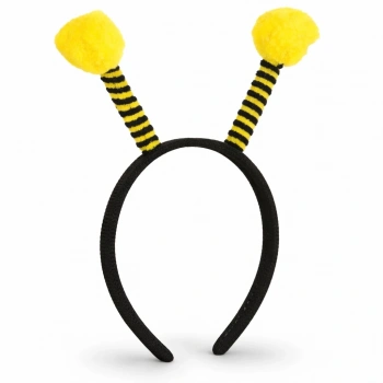 Sarı Siyah Arı Antenli Taç - Çocuk Arı Tacı Mega Ponponlu