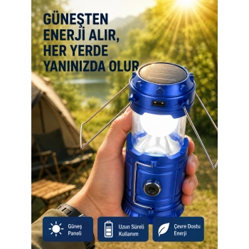 Şarj Edilebilir Güneş Enerjili Kızaklı Kamp Feneri – Usb Çıkışlı, Katlanabilir, Dayanıklı Ve Çok Fonksiyonlu