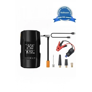 Şarjlı 10.000 Mah Akıllı Dijital Lastik Şişirme Pompası | 150 Psı | 12v Akü Şarj Takviyeli