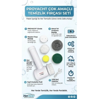 Şarjlı 5 Başlıklı Otomatik Temizleme Fırçası