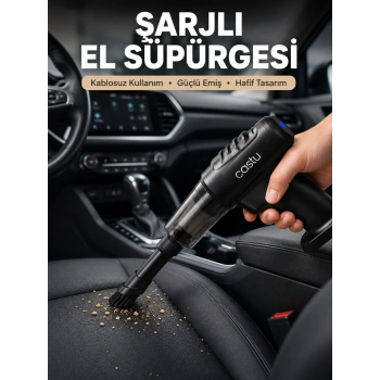 Şarjlı Araç İçi El Süpürgesi Ve Hava Pompası