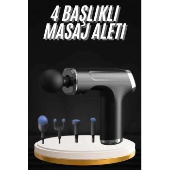 Şarjlı Masaj Tabancası 4 Başlıklı Mini Masaj Tabancası Ve Masaj Aleti
