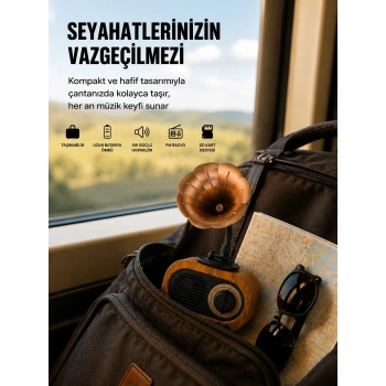 Şarjlı Mini Retro Radyo Bluetooth Hoparlör Çoklu Bağlantı Seçenekli Yeni Nesil