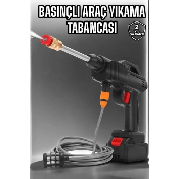 Şarjlı Oto Yıkama Tabancası Su Basınçlı Hazneli Bataryalı