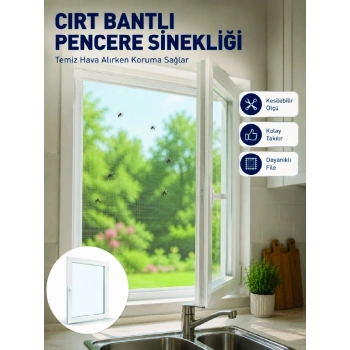 Şeffaf File Yapılı Cırt Bantlı Pencere Sinekliği Pratik Kullanım