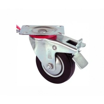 Servis Tekeri - Tablalı Frenli Siyah Döner - Çap 125 Mm