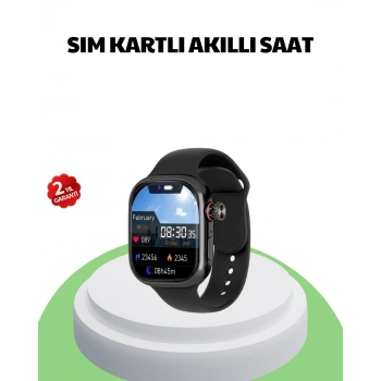 Sesli Arama Özellikli Sım Kartlı Siyah Akıllı Saat