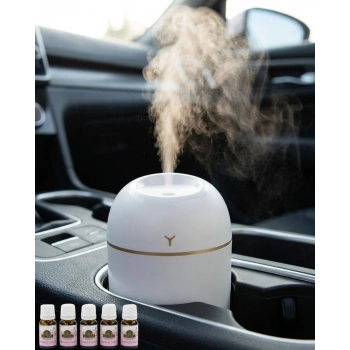 Sessiz Mini Nemlendirici 5 Esans Hediyeli Usb Bağlantılı Led Işıklı Buhar Makinesi