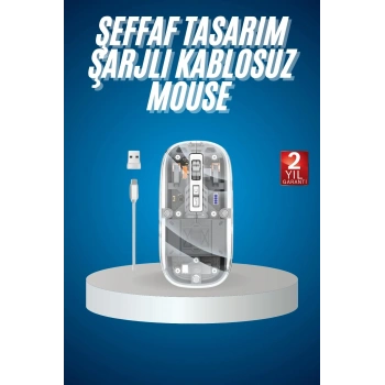 Sessiz Tıklama Çift Modlu Bluetooth Ve Alıcı Şeffaf Mouse Fare