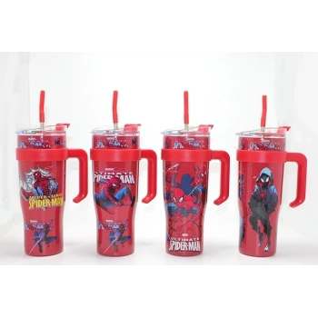 Sevimli Spiderman Pipetli Termos & Suluk Alk4713