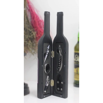 Şişe Tirbuşon Seti Büyük Siyah Alk2629