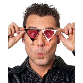 Siyah Beyaz Renk Martini Parti Gözlüğü