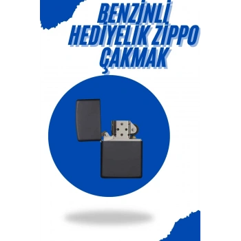Siyah Kutulu Metal Çakmak Benzinli Hediyelik Eşya