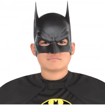 Siyah Renk Çocuk Boy Arkadan Lastikli Batman Maskesi A Kalite  20x14 Cm