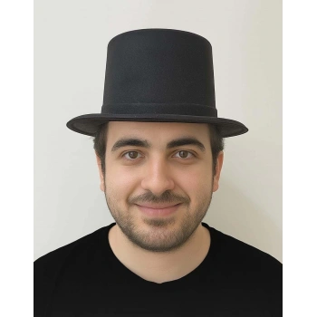 Siyah Renk Plastik Nubuk Kadife Kaplama Fötr Şapka 11 Cm