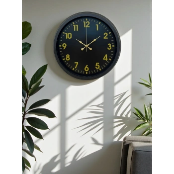 Siyah Standart 40 Cm Metal Dekoratif Duvar Saati