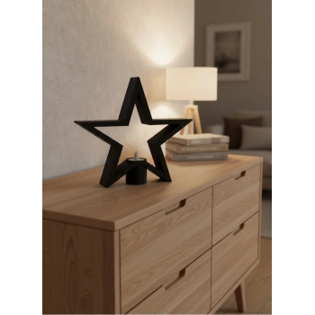 Siyah Yıldız Şeklinde Mumluk Loş Işık Dekor Aksesuarı