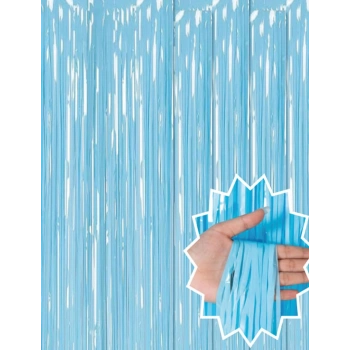 Soft Mavi Püsküllü Kapı Perdesi - Parti, Baby Shower, Sünnet Süsü, Cinsiyet Partisi 1x2 M