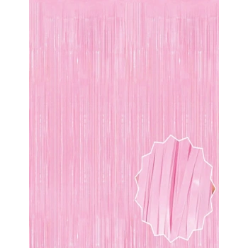 Soft Pembe Püsküllü Kapı Perdesi - Parti, Baby Shower, Cinsiyet Partisi 1x2 M