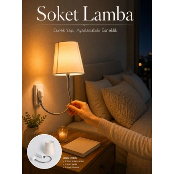 Soket Lamba Yatak Başı Işığı Ayarlanabilir Boyunlu