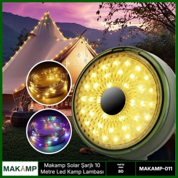 Solar Şarjlı 10 Metre Led Kamp Lambası