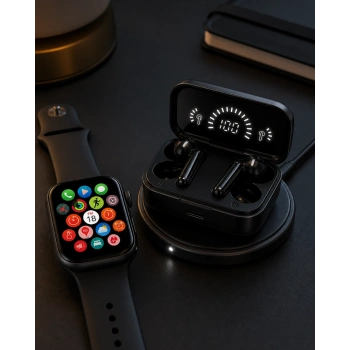 Spor Ve Günlük Kullanıma Uygun Akıllı Saat Ve Bluetooth Kulaklık Seti Yüksek Performans