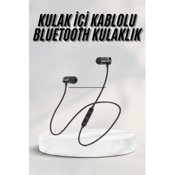 Sports Mıknatıslı Siyah Bluetooth Kulaklık Kablolu Uzun Pil Ömrü