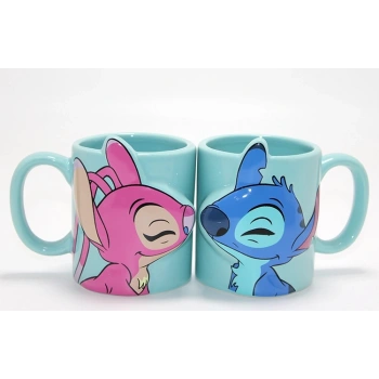 Stitch Ve Angel 3d Figürlü Çift Kupa Bardak Seti