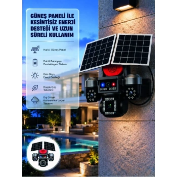 Takip Özellikli 4 Kameralı Güneş Panelli Güvenlik Kamera Sistemi