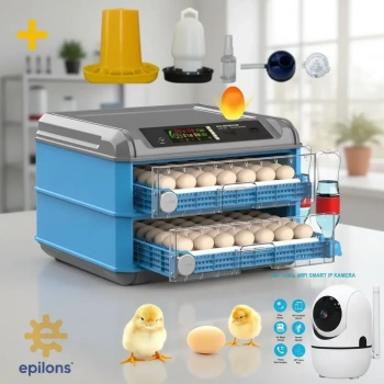 Tam Otomatik 128 Yumurta Kapasiteli Kuluçka Makinesi - Civciv Kaz Hindi Ördek İçim Wifi Kameralı