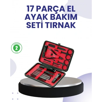 Taşınabilir Deri Kutulu 17 Parça Manikür Seti