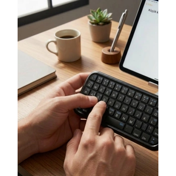 Taşınabilir Mini Bluetooth Klavye Şarjlı Kablosuz Klavye
