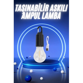 Taşınabilir Şarjlı Led Ampul Askılı Lamba Kamp Bahçe Lambası