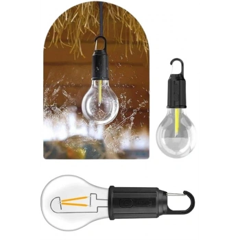 Taşınabilir Şarjlı Led Ampul Askılı Lamba Kamp Bahçe Lambası