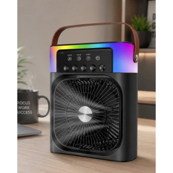 Taşınabilir Sprey Fan Rgb Işıklı Mini Klima Soğutucu Nemlendirici Usb Şarjlı