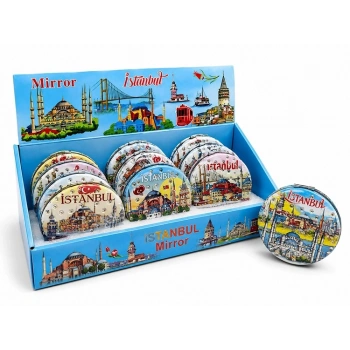 Taşlı İstanbul Temalı İnce El Aynası Alk5821