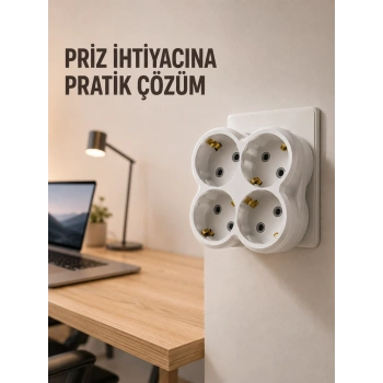 Tek Prizi 4’lü Yapan Priz Çoğaltıcı Direkt Prize Takılan Kablosuz Çoklayıcı